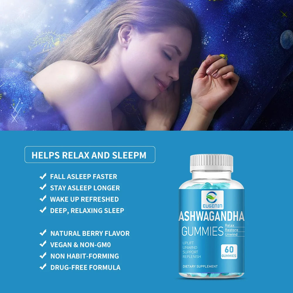 OEM Anti Stress Flavor Antioxidant supplement Well Sleep Ashwagandha KSM-66 Gummies