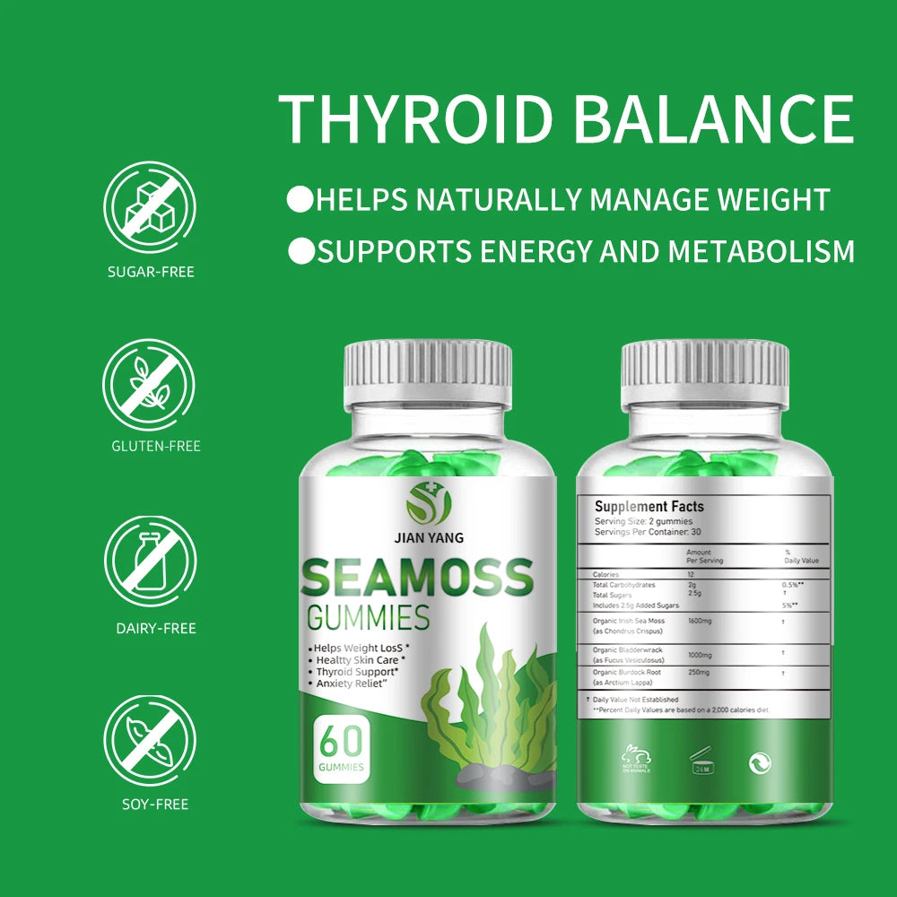 Irish Organic Sea Moss Liquid Gel Weight Loss Supplement Antioxidants Immunity Booster Burdock Root Immune System gummies