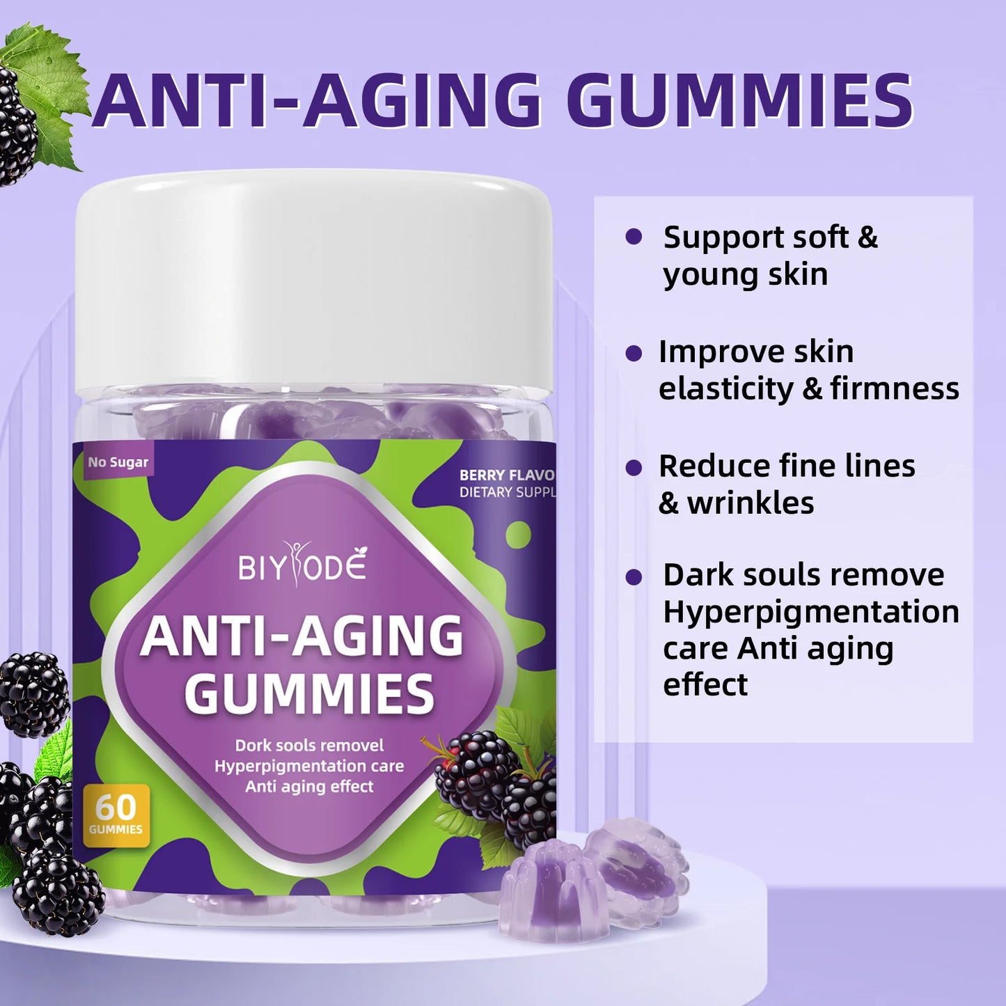 Jiabeikang Factory OEM Multivitamin Manufacturer Forever Young Look Collagen Vitamins Anti-Aging Gummies