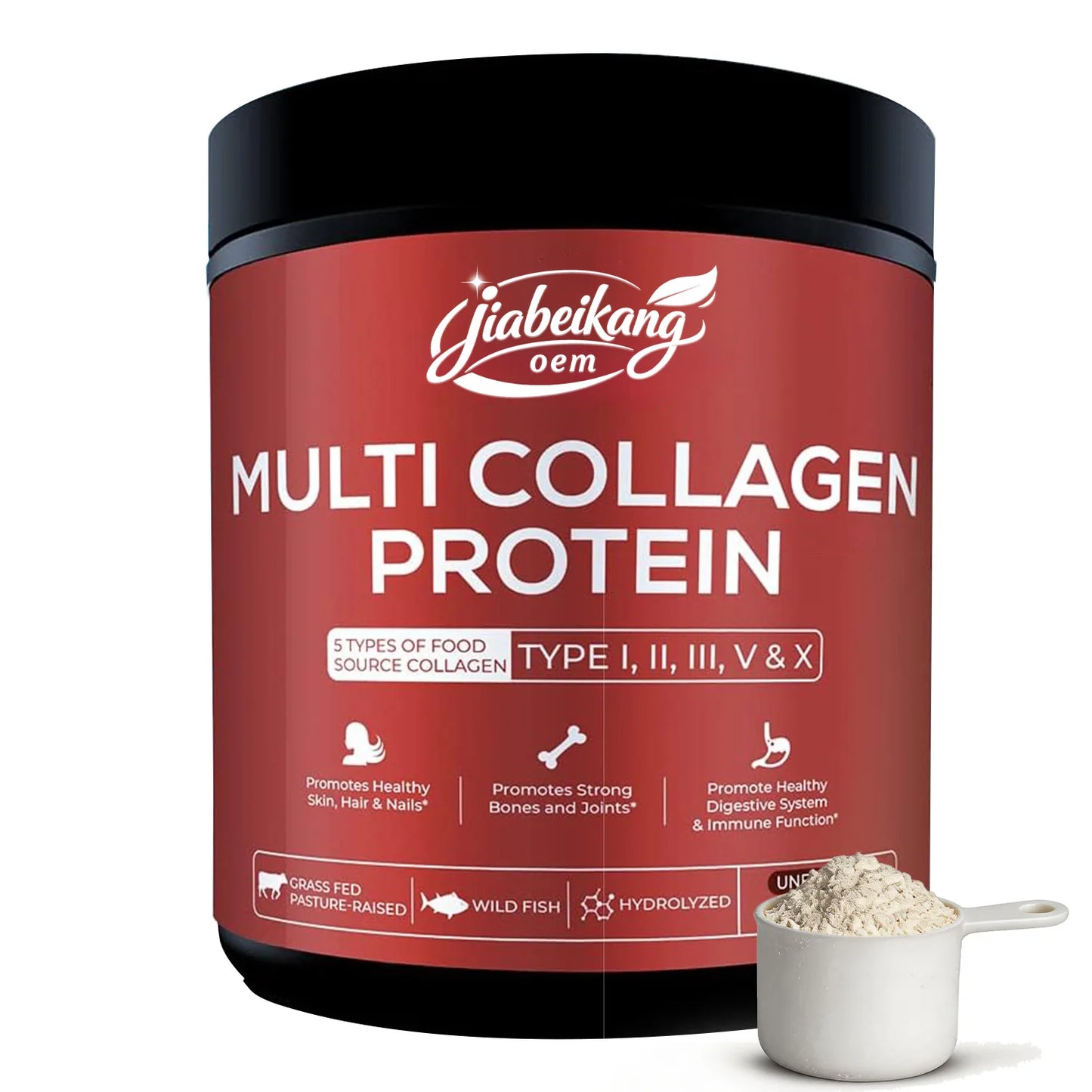 Multi Collagen Peptides Powder Hydrolyzed Collagen Complex Bovine Fish Chicken Eggshell Protein Supplement