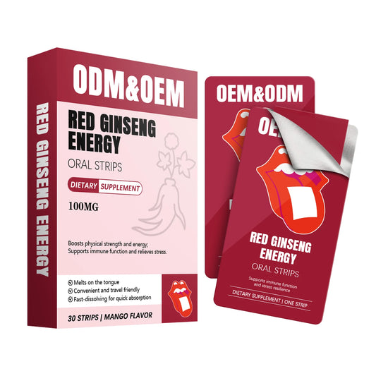 OEM Red Ginseng Energy Melting Strips Private Label Energy Support Strip Fast-Dissolve Oral Film Manufacturer