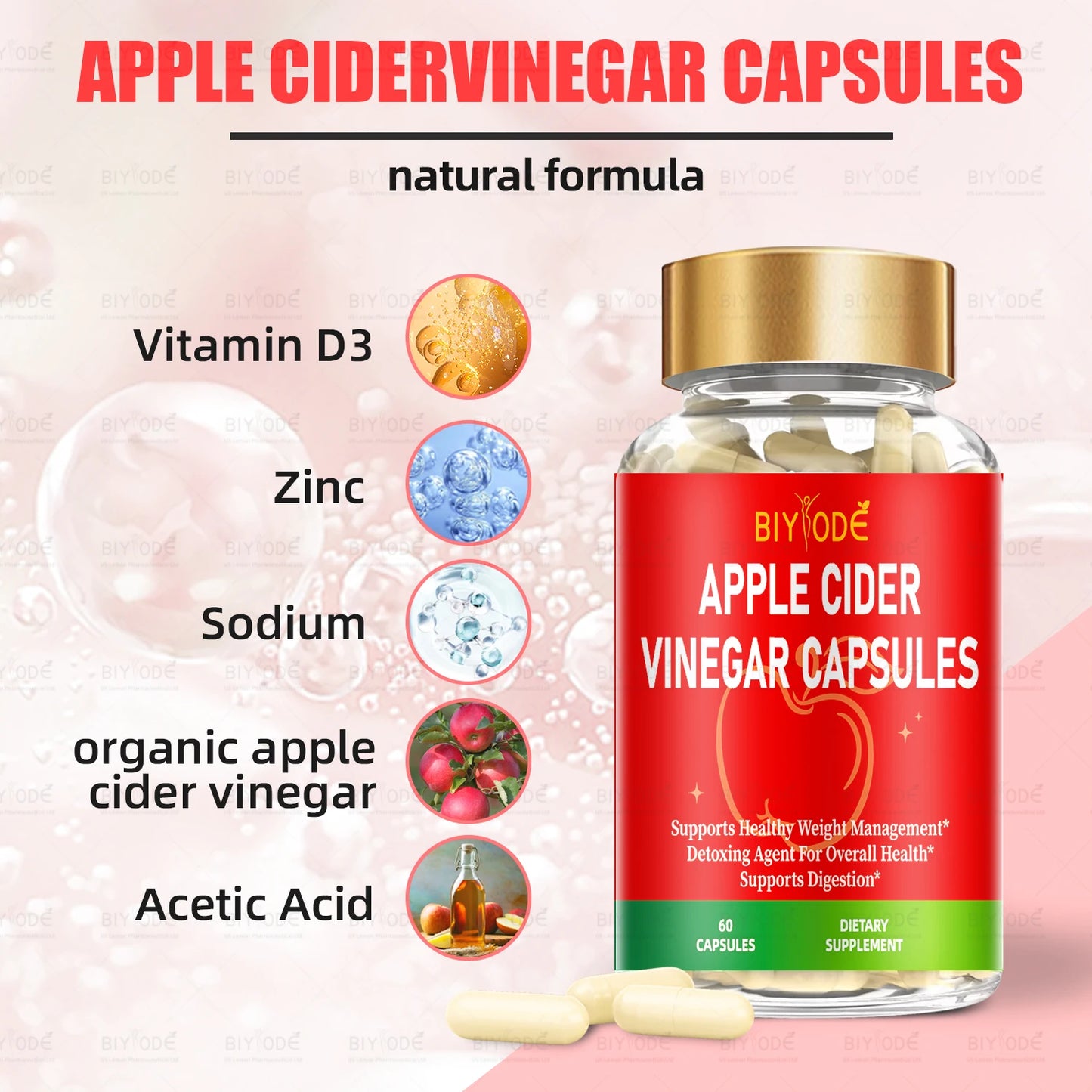 Jiabeikang Factory OEM ODM Custom Ready Stock Wholesale Rich In Vitamin Minerals Apple Cider Vinegar Capsules