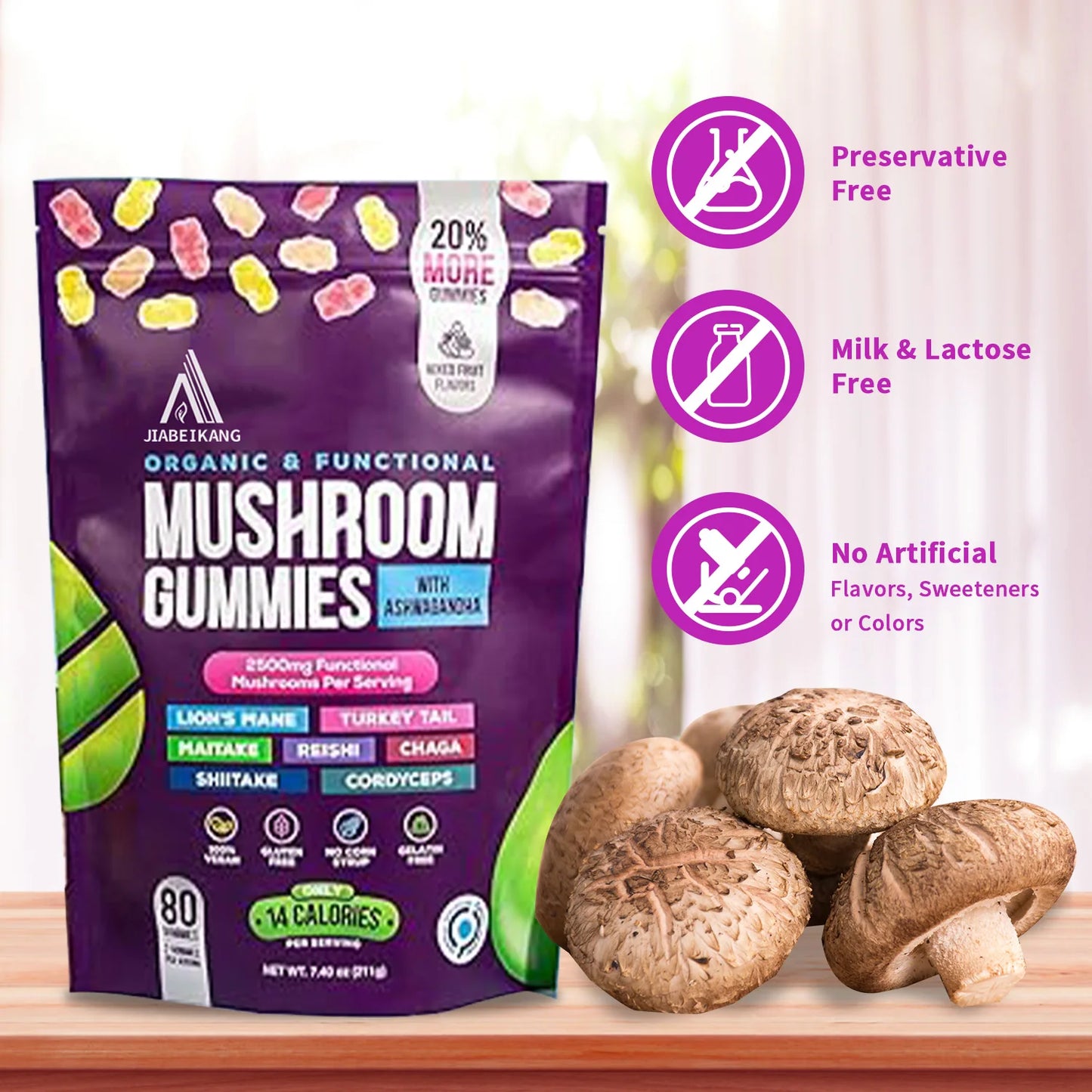 Brain health supplement wholesale mushroom extract gummies bag package