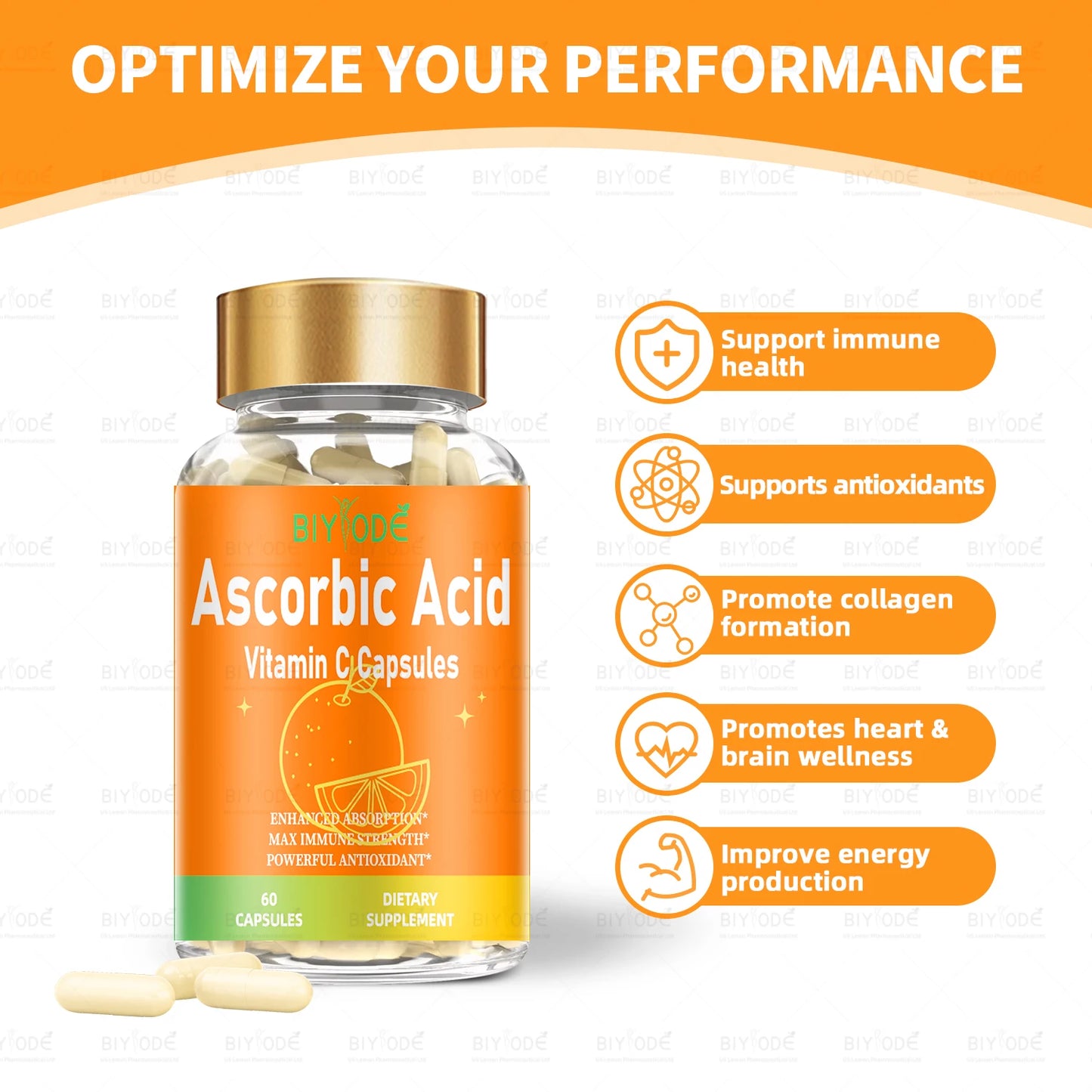 biyode effective formula ready stock fast shipping wholesale vitamins and supplements ascorbic acid vitamin c halal capsules