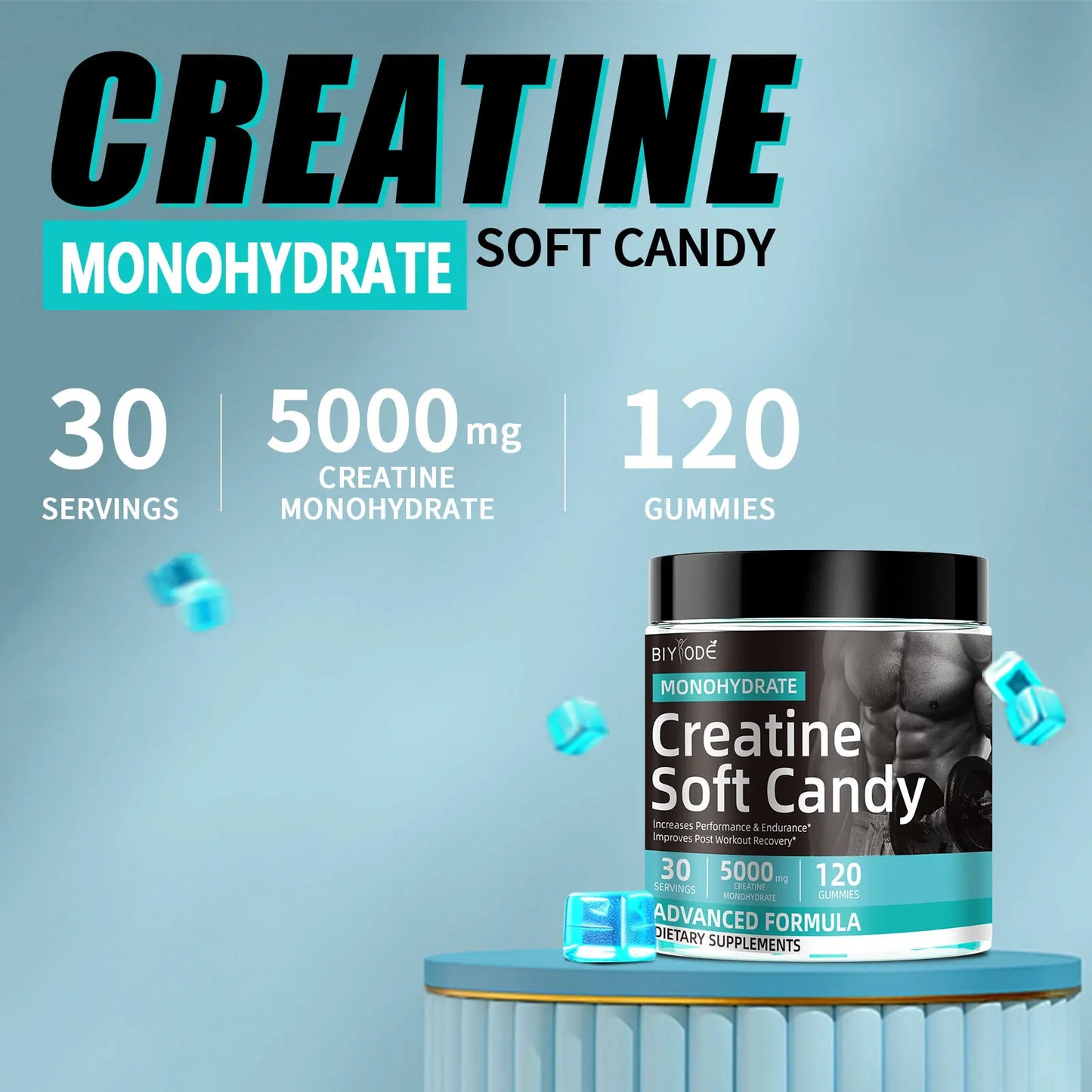 Creatine monohydrate pre workout supplement energy booster wholesale creatine soft candy gummies