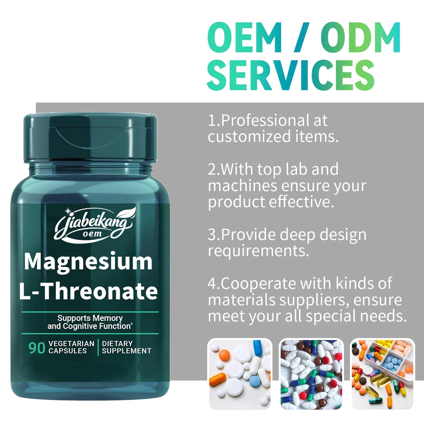 Private Label Magnesium L Threonate Capsules Vegan Magnesium Supplement Daily Wellness Formula OEM ODM