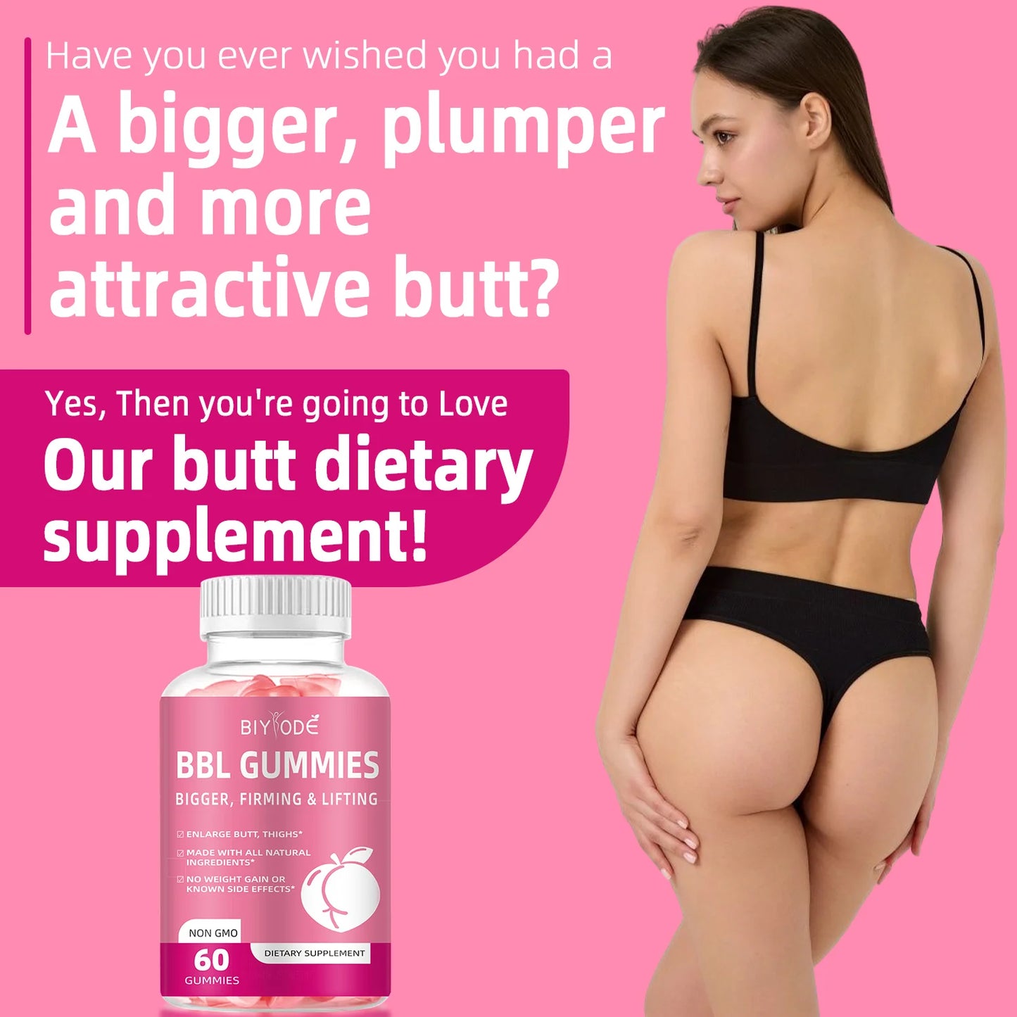Bigger Hip and Butt Lifter Booster Enlargement Enhancement for Women Pour Les Fesses En Sachet BBL Gummies