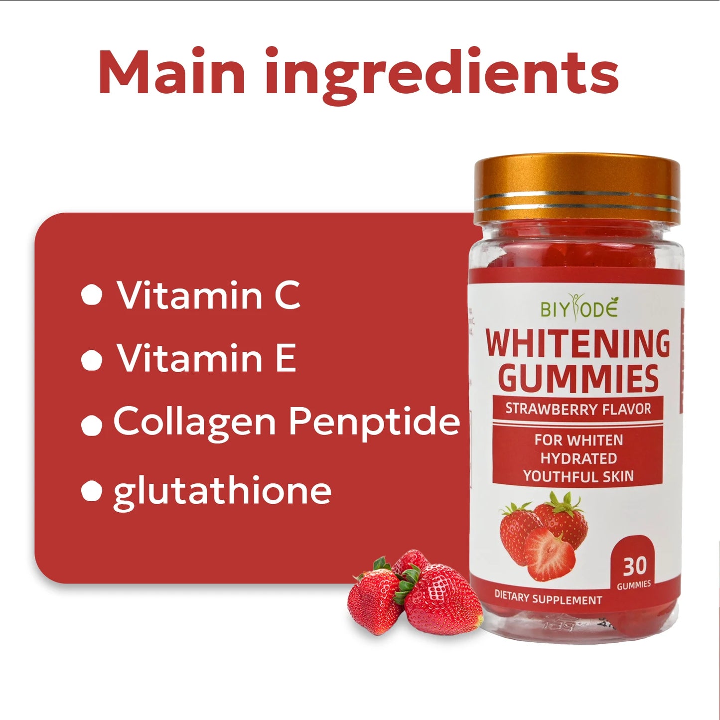 Hot Sale Wholesale Multi Vitamin Supplement Strawberry Flavor Whitening Gummies