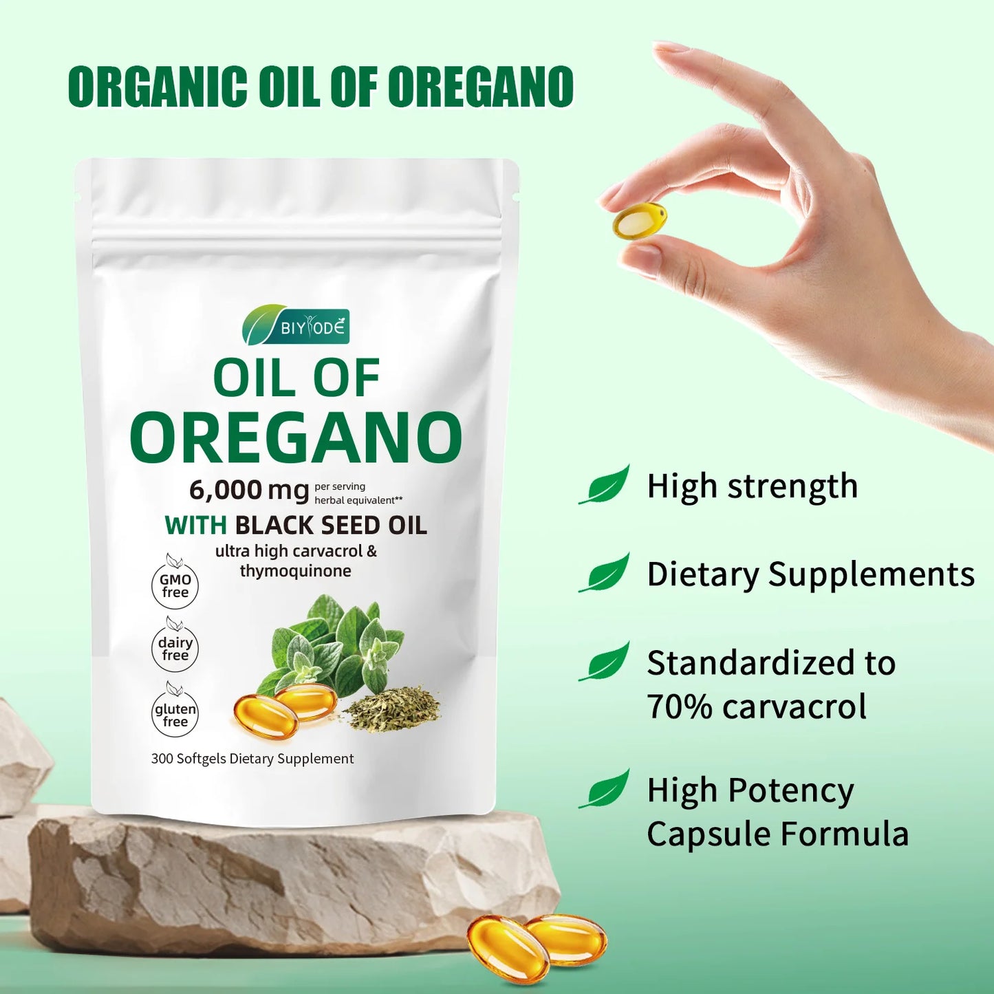 Organic oregano extract high potency herbal supplement black seed oil oregano softgel capsules