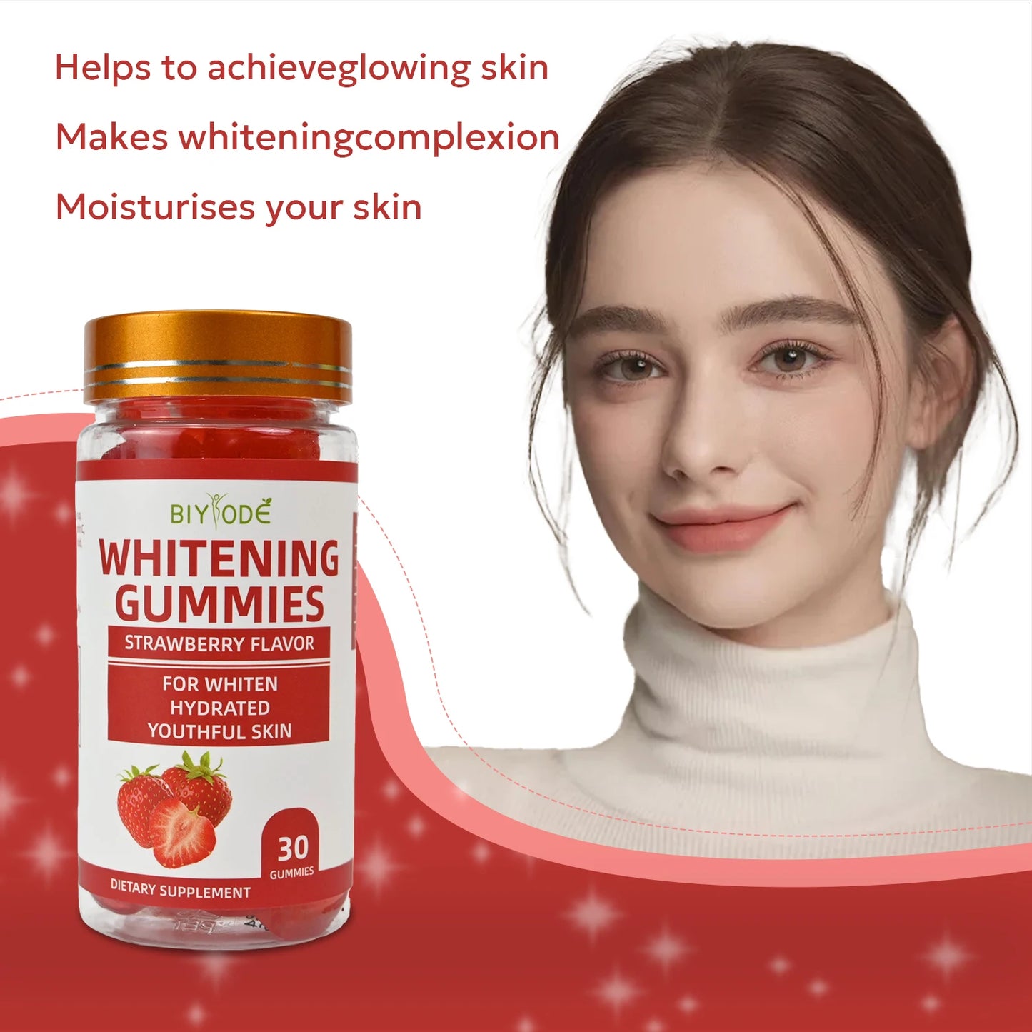 Hot Sale Wholesale Multi Vitamin Supplement Strawberry Flavor Whitening Gummies