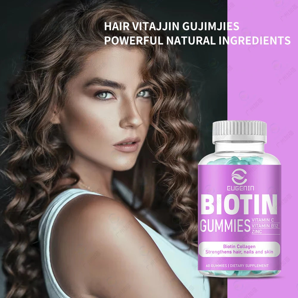 Halal Factory Vegan Sugar Free Hair Nails and Skin Growth Wholesale Vitamin c B12 Zin c Dietary Supplement Biotin Gummies