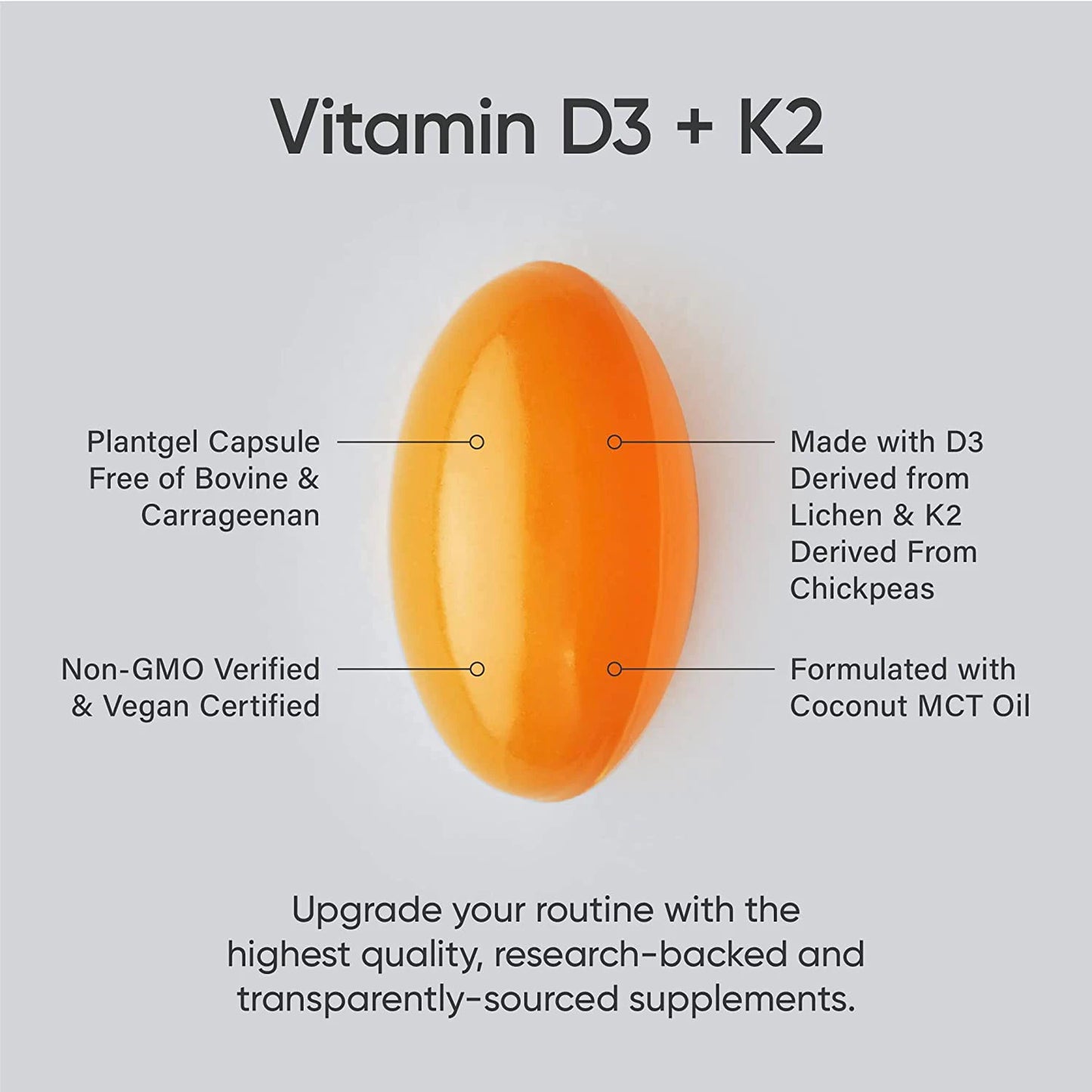 healthcare supplement vitamin k2 and d3 softgel capsules