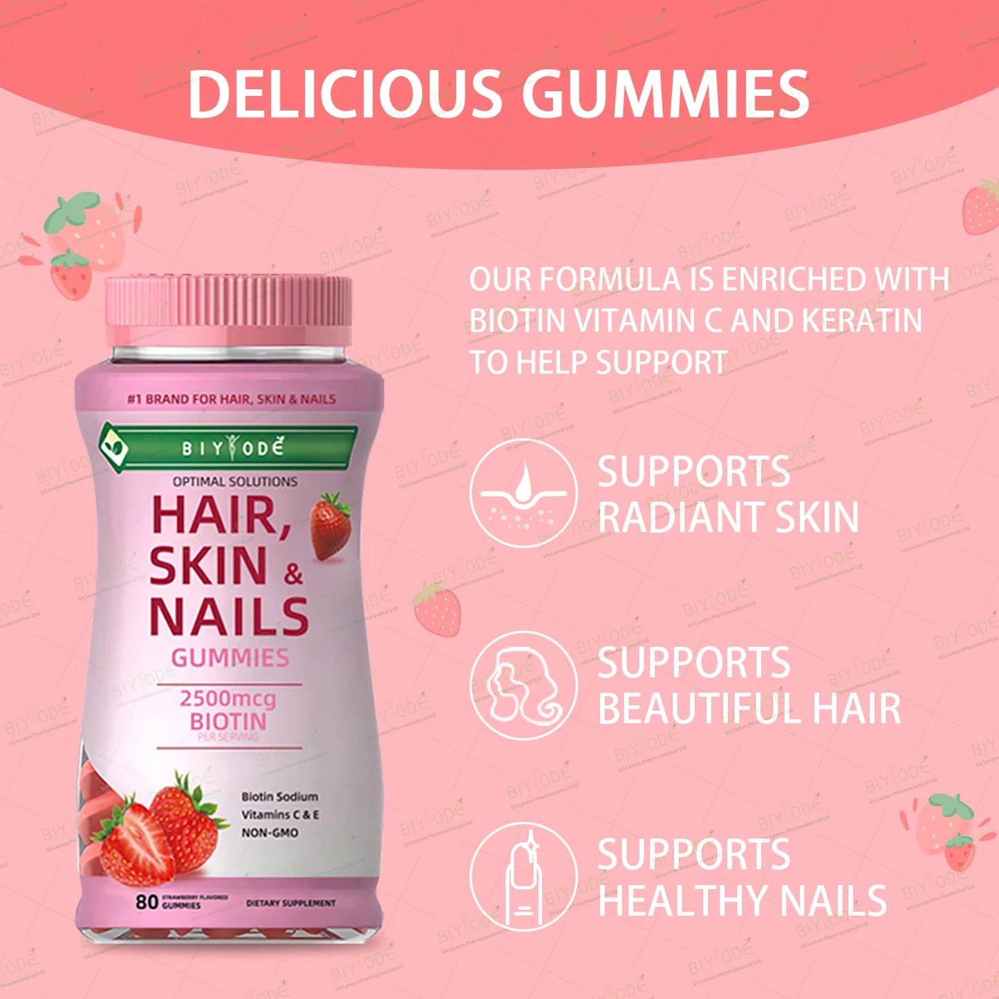 New effective forumula for hair growth supplement skin and nails health vitamin biotin collagen gummies