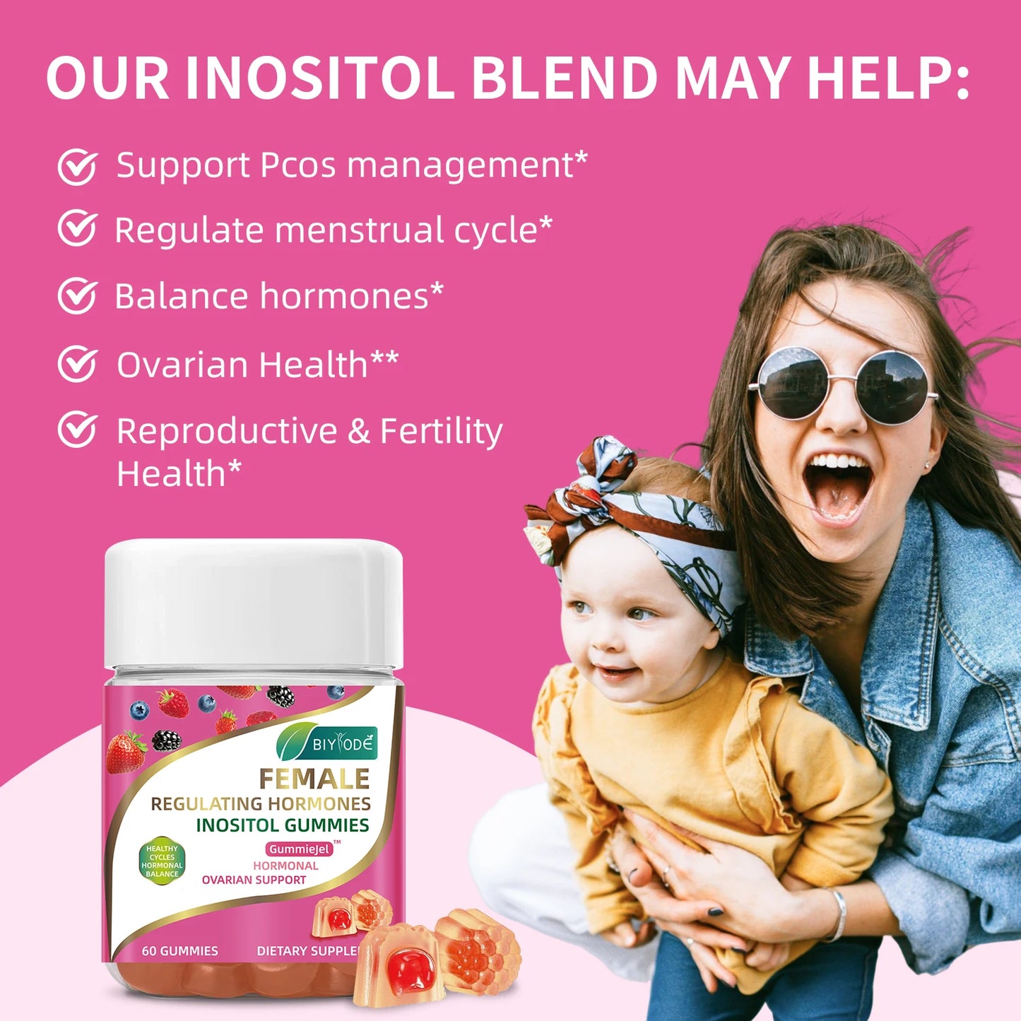 Custom Logo Label Supplement Manufacturer Wholesale Multivitamin Supplement Female Regulating Hormonal Balance Inositol Gummies