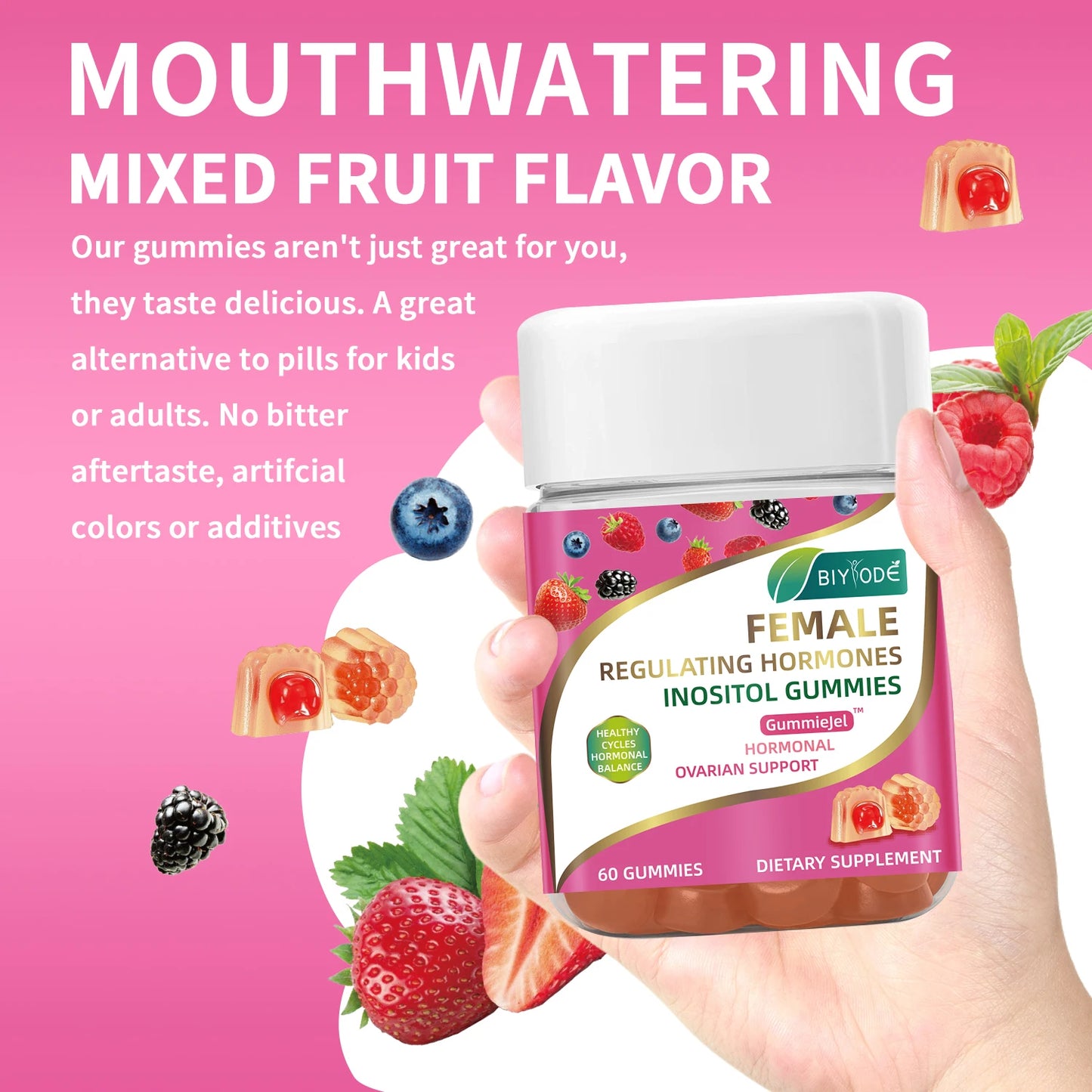 Custom Logo Label Supplement Manufacturer Wholesale Multivitamin Supplement Female Regulating Hormonal Balance Inositol Gummies