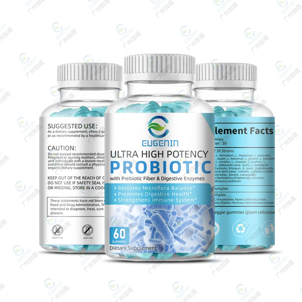 OEM ODM custom private label ultra high potency with prebiotic fiber digestive enzymes wholesale vitamin probiotic gummies