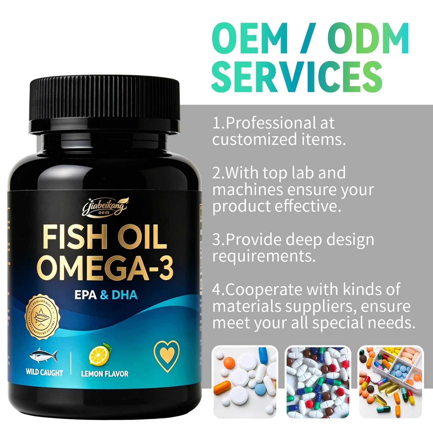 Private Label Triple Strength Omega 3 Fish Oil Softgels 720mg Omega 3 Wild Caught Lemon Flavor OEM Supplement Manufacturer