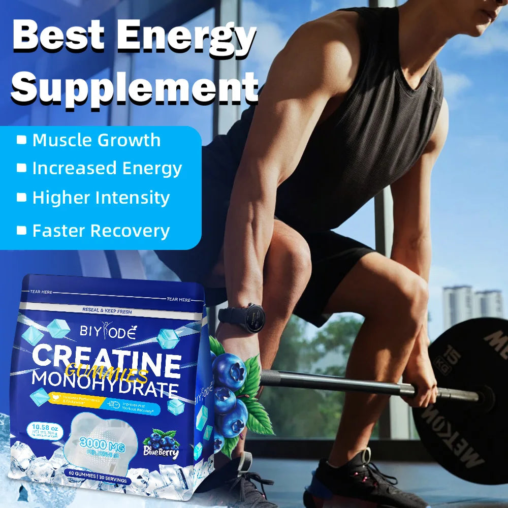OEM ODM Private Label Creatine Monohydrate Gummies Factory Supply Vegan Energy Supplement for Muscle Growth Strength and Endurance GMP Certified Gluten Free Wholesale