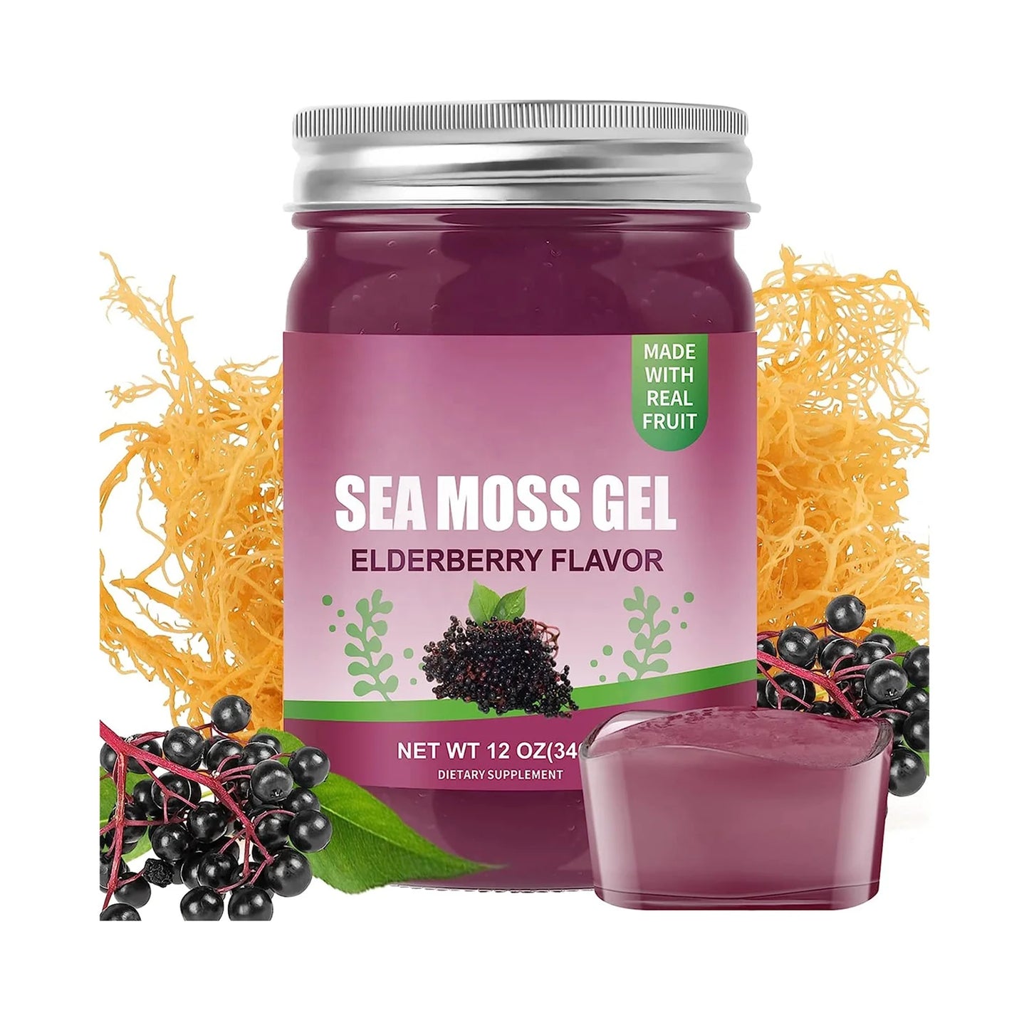 OEM Organic Natural Sea Moss Gel Elderberry Flavor slimming Hair and Skin Support Jam