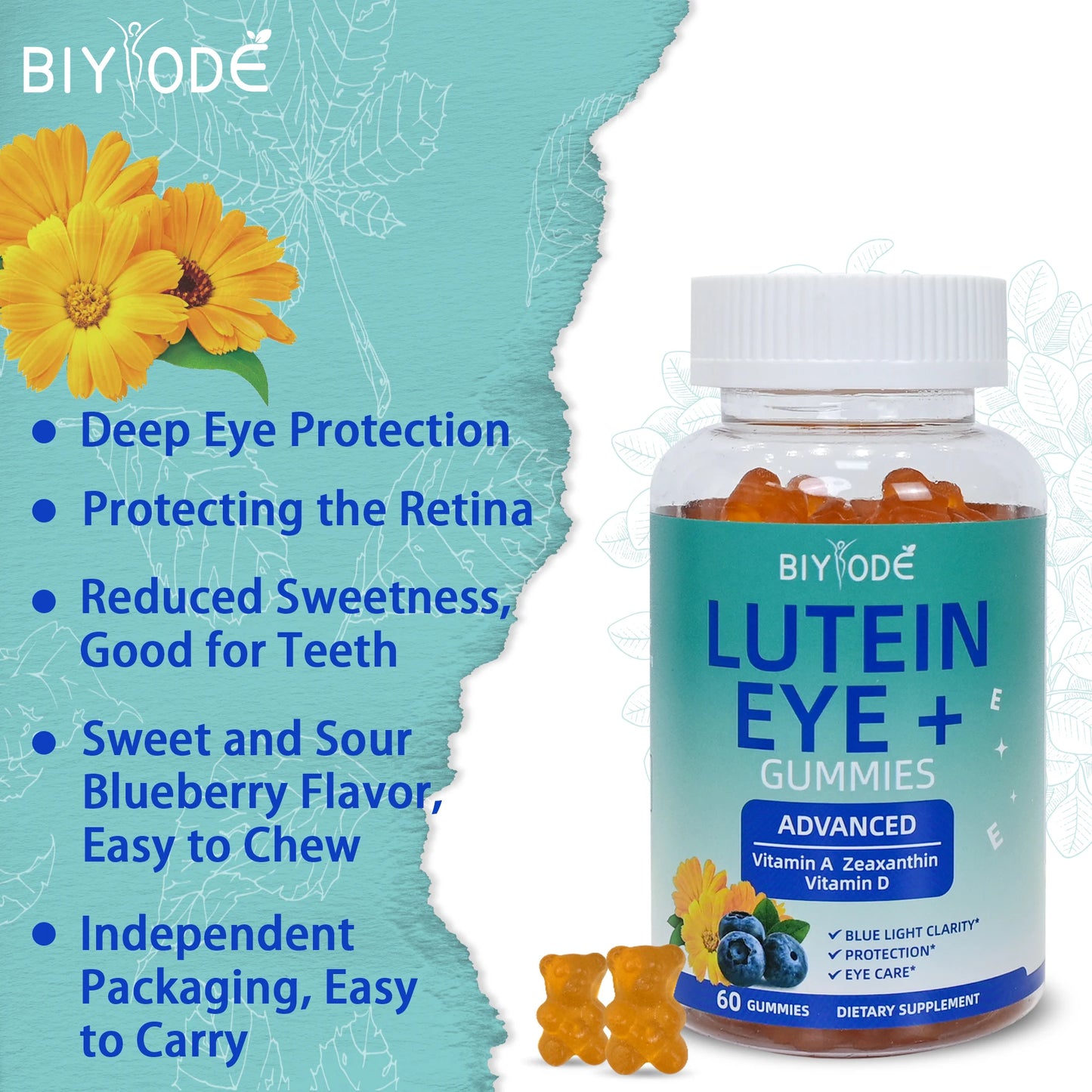 Jiabeikang Factory Customized Eye Health Supplement Multivitamin Marigold Extract Lutein Gummies