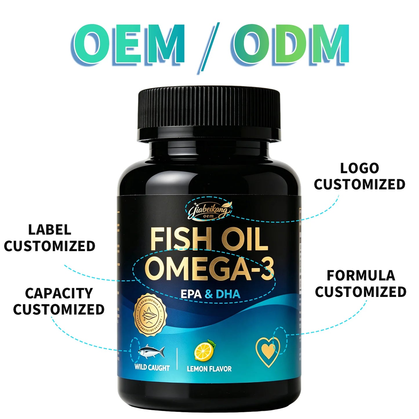 Private Label Triple Strength Omega 3 Fish Oil Softgels 720mg Omega 3 Wild Caught Lemon Flavor OEM Supplement Manufacturer