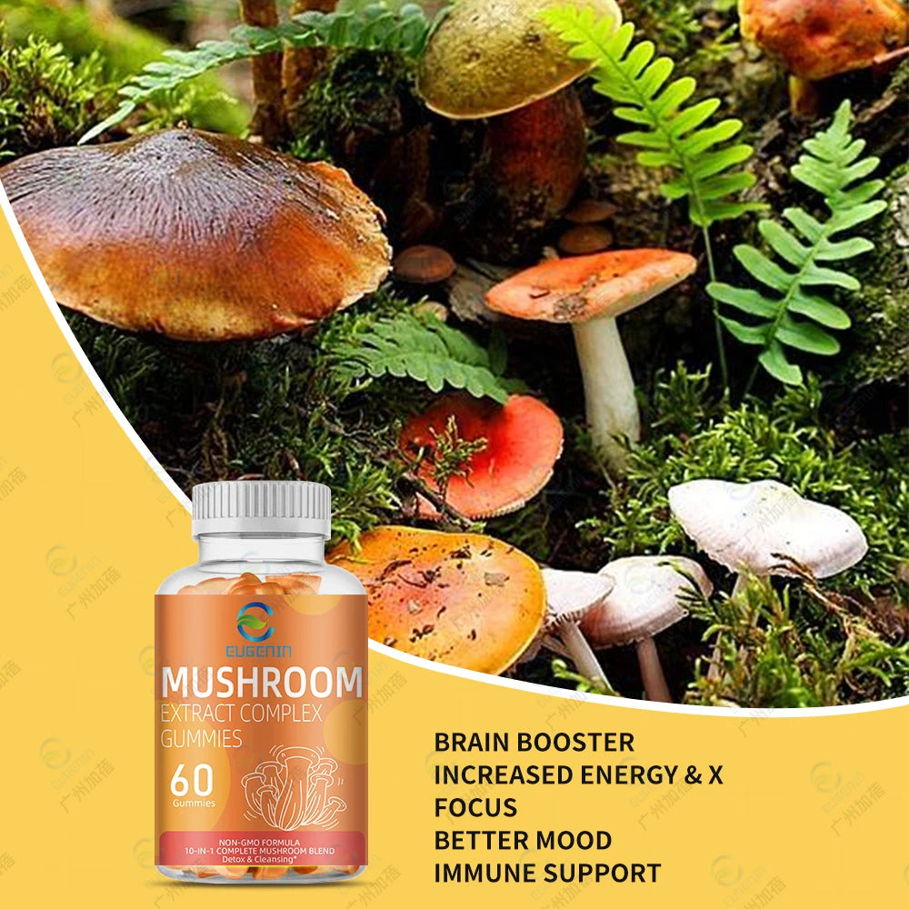 Brain Booster Gummy Focus Memory Improvement Concentration Supplement Immune Mushroom Lion Mane Gummies