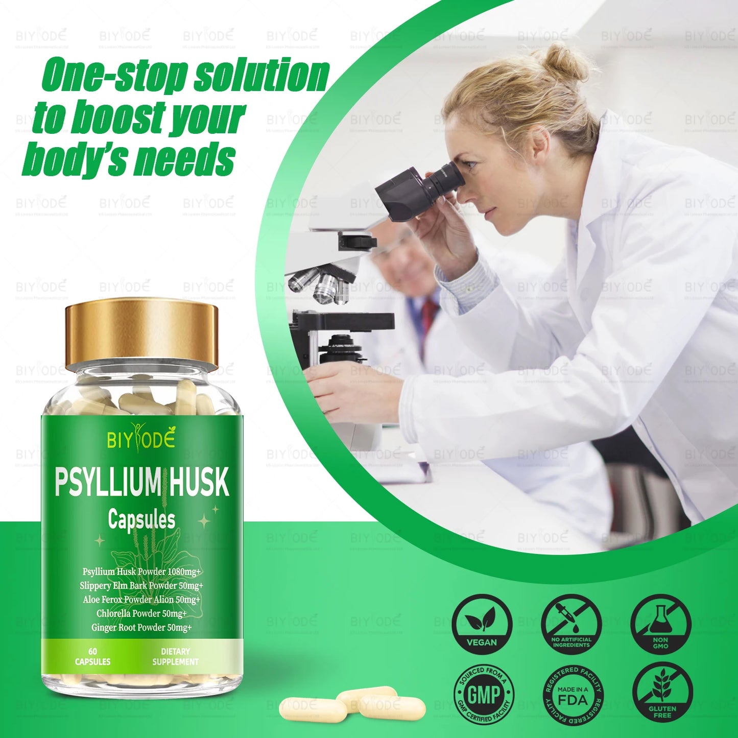 custom logo label supplement manufacturer Promotes intestinal health psyllium husk powder capsules