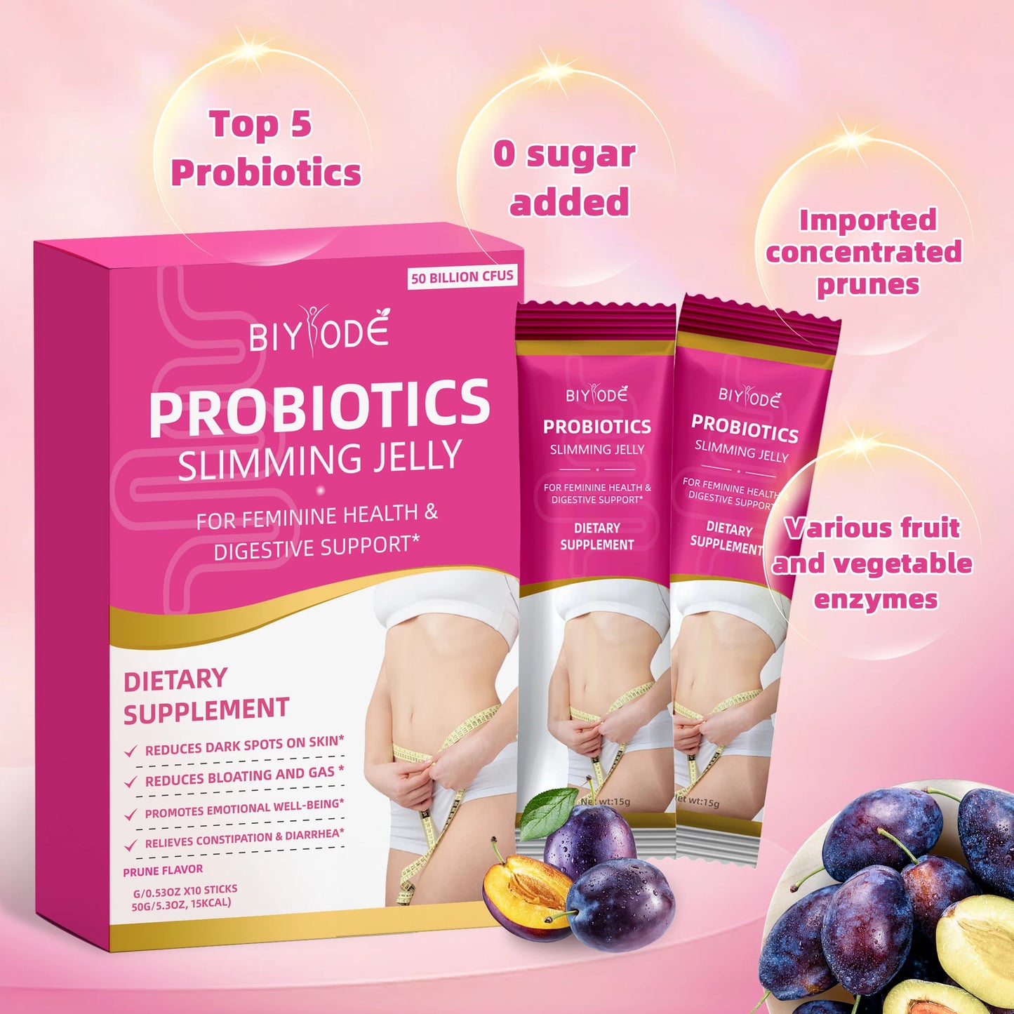 OEM ODM custom private label daily extract probiotics for women wholesale slimming product supplement jelly