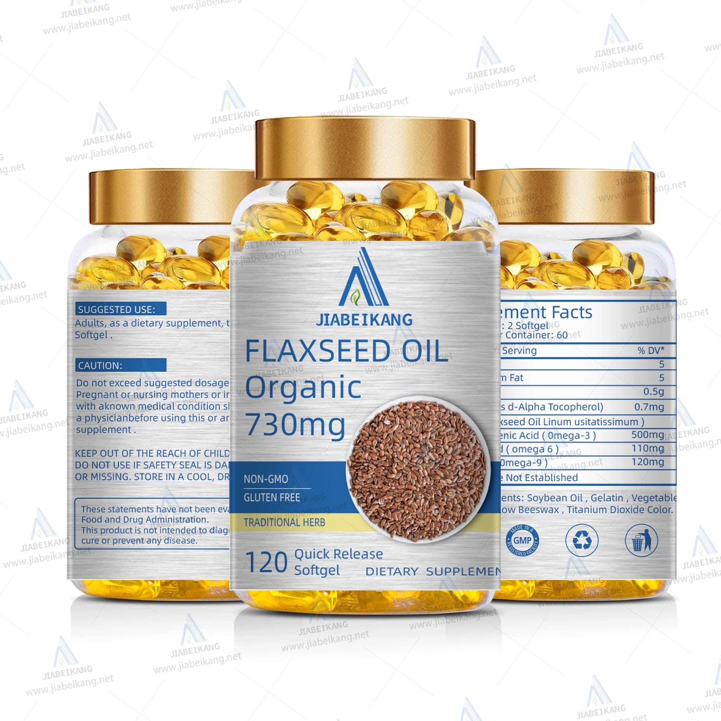 Organic Flaxseed Oil Softgels With Omega-3 6 9 for Heart Skin and Hair Health Weight Loss Healthcare Supplements