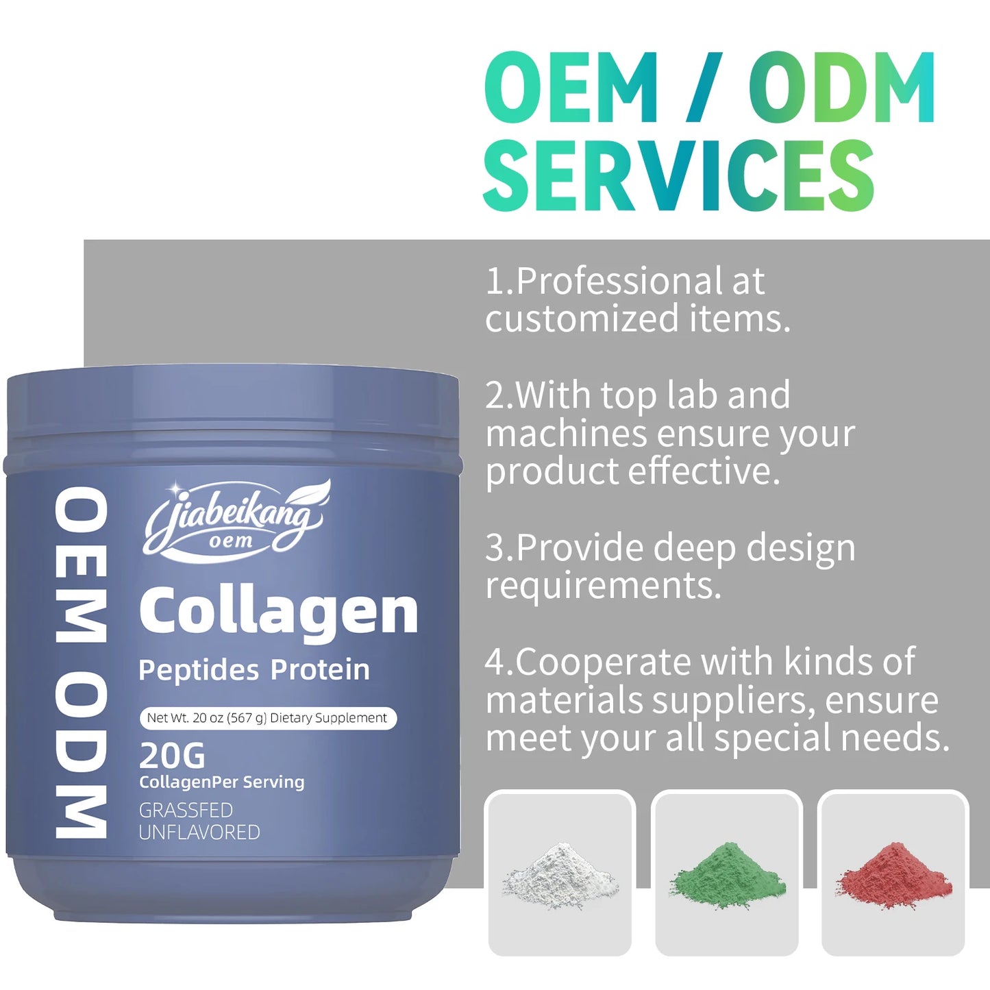 Private Label Collagen Peptides Powder Grass-Fed Protein Supplement Hydrolyzed with 18 Amino Acids Custom Formula Unflavored