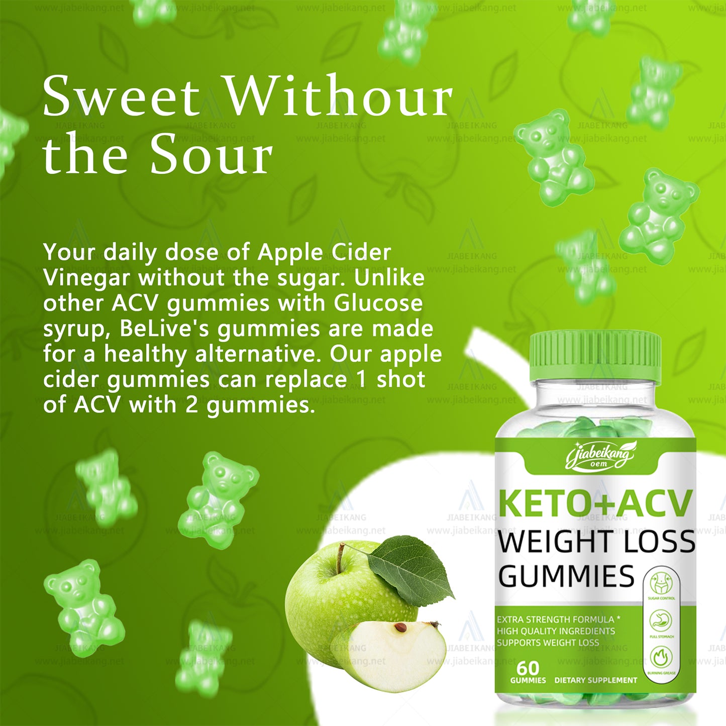 China supplier Healthcare factory Vegan Food Supplement Keto Apple Cider Vinegar Gummies